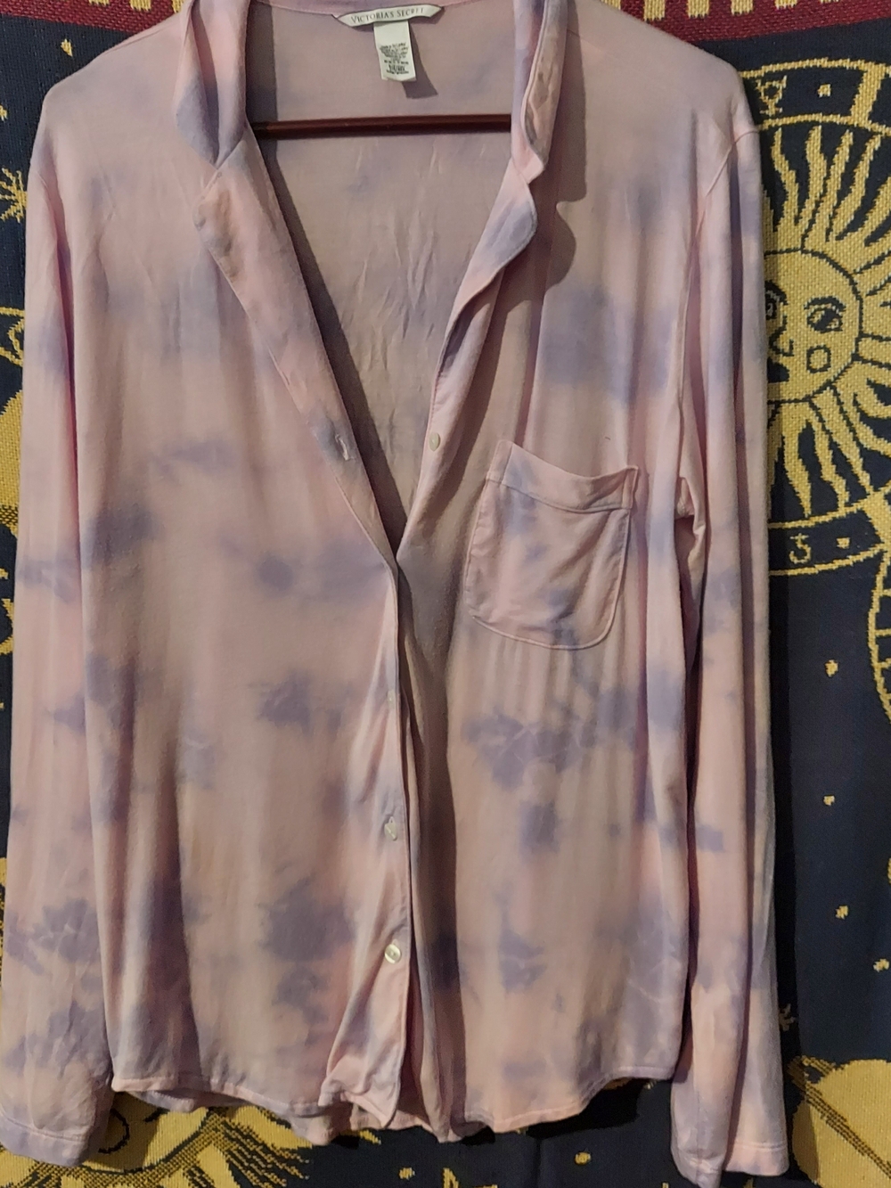 Victoria's Secret Pink and Lavender Tie-Dye Button-Up Top